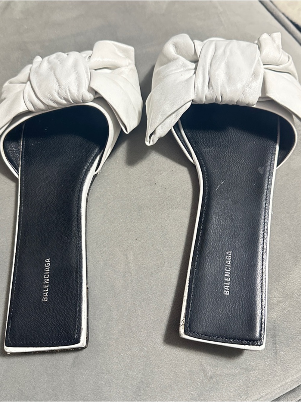 Balenciaga White Bow Nappa Leather Slide Mules 38.5 - Picture 14 of 16